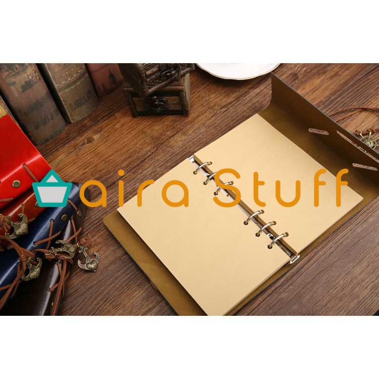 

Buku Catatan Binder Kulit Retro Compass Kertas A5 - AairaStuff