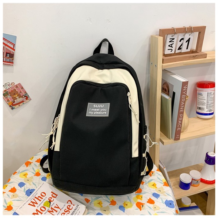 Tas ransel WYK88 Tas Ransel Wanita Pria SUJU Sekolah Kuliah Backpack Impor TKM - Hitam(Q3U1) ransel 