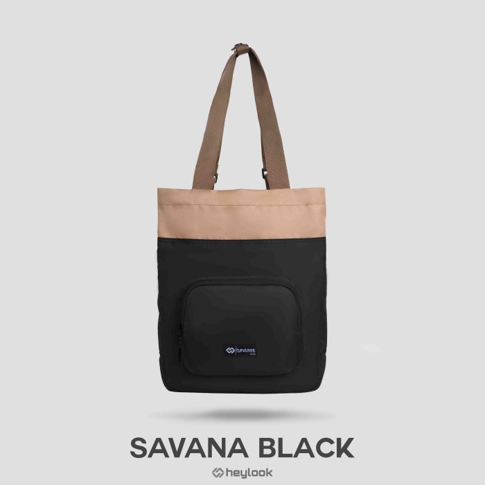 Tas ransel TOTE BAG SAVANA HEYLOOK - Tas Ransel Mutifungsi WANITA PRIA KULIAH - BLACK(B5I9) ransel p