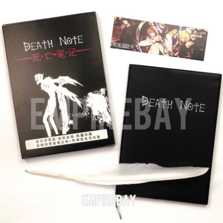 

BUKU TULIS DEATH NOTE BERGARIS NOTEBOOK ANIME BUKU CATATAN DENGAN CASING & PENA BULU & PEMBATAS BUKU DEATHNOTE .