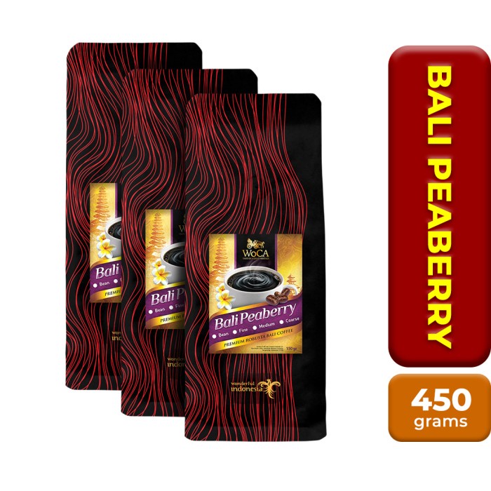 

TERMURAH WoCA Kopi Bali Robusta Lanang Peaberry 150 gram X 3 Pack /KOPI EUBE/KOPI KAPAL