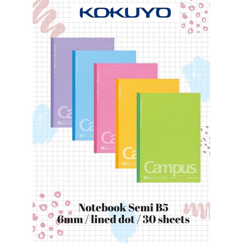

KOKUYO CAMPUS SLIM NOTEBOOK SEMI B5 LINED DOT 6MM / BUKU TULIS IMPORT JEPANG .