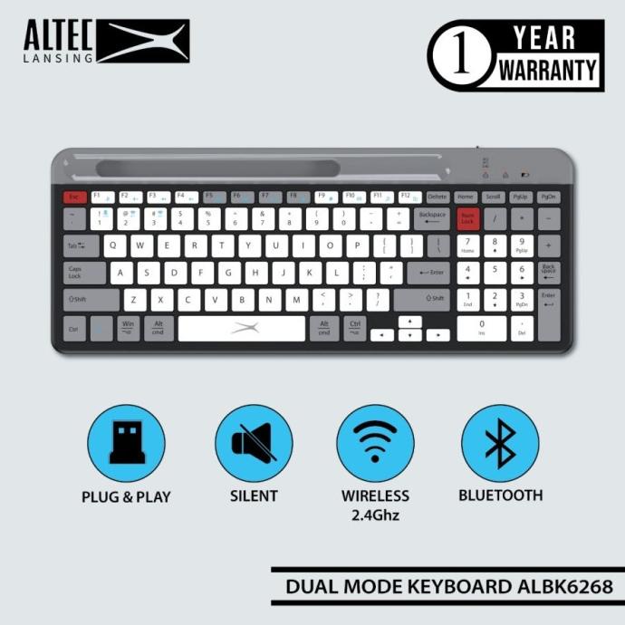 Altec Lansing Keyboard Dual Mode Wireless + Bluetooth Albk6268 Phone
