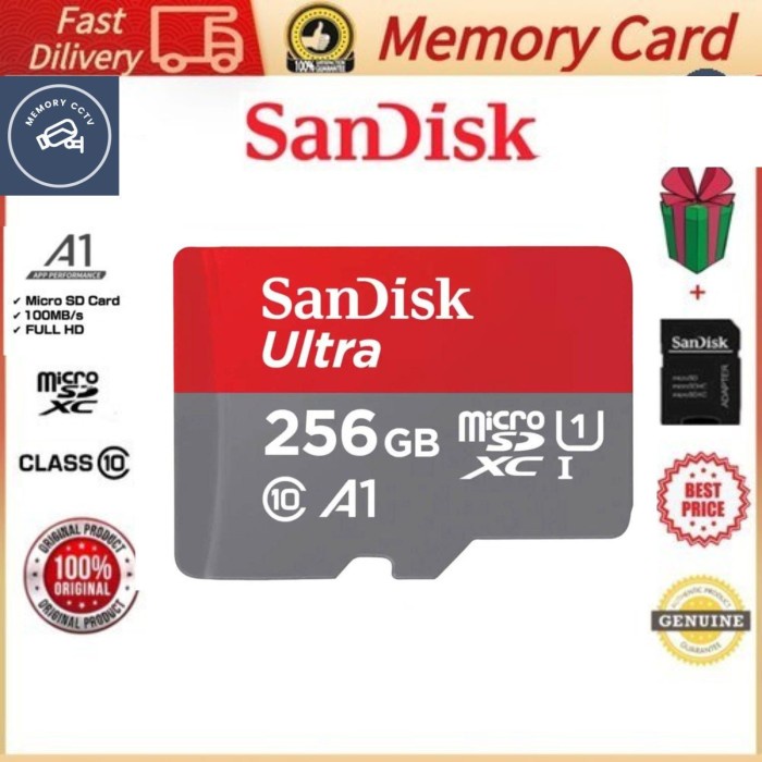 KARTU MEMORI SanDisk 256GB, MEMORI CARD ORIGINAL, SD CARD