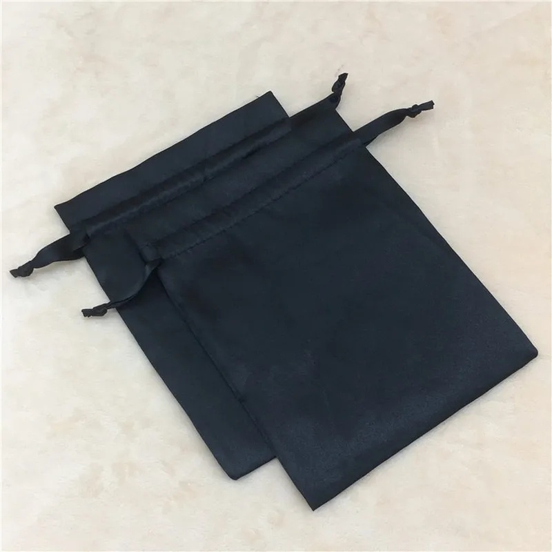 pouch serut drawstring pouch kantong serut satin hitam dengan kuncup dan tali satin