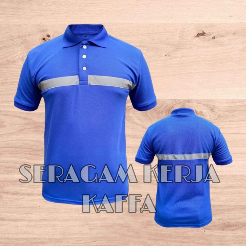 COD Kaos POLO kerah Pendek BIRU TUA safety baju bengkel kaos perusahaan/pabrik kaos Safety Model Ter