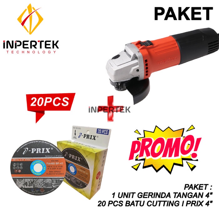 Paket MAKTEC Mesin Gerinda Tangan 4 Inch MT90 + Batu Gerinda I Prix 4"