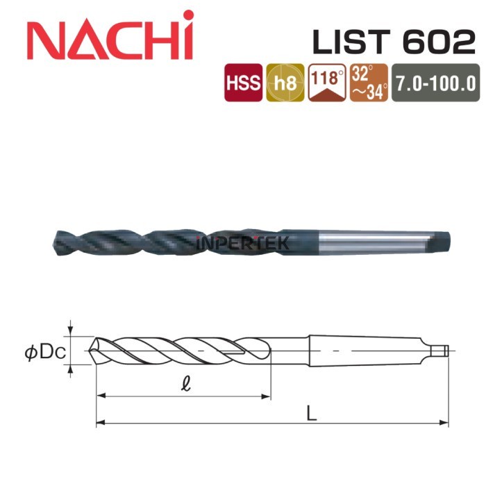 L/N 602 Mata Bor 35.5 NACHI Drill Bit 35.5mm MT4 Taper Shank Twist 35