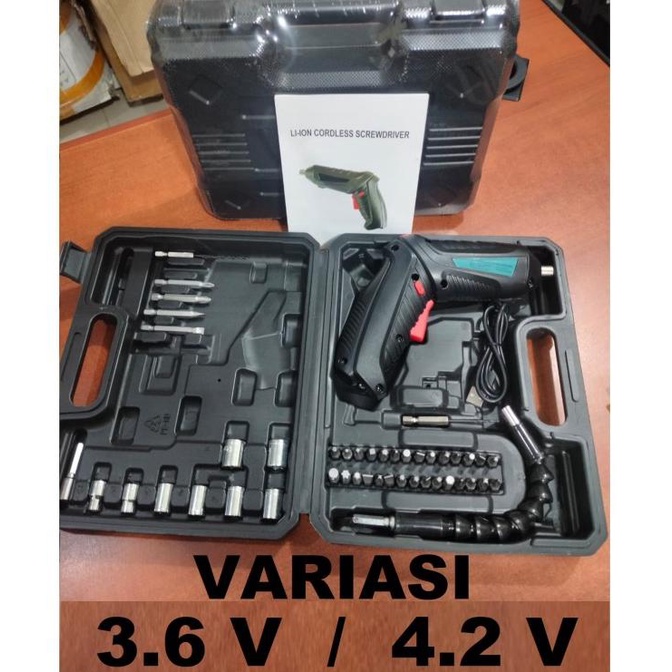 :>:>:>:>] set 47pcs Mesin Bor Obeng Elektrik Cordless Screwdriver Mesin Bor Mini