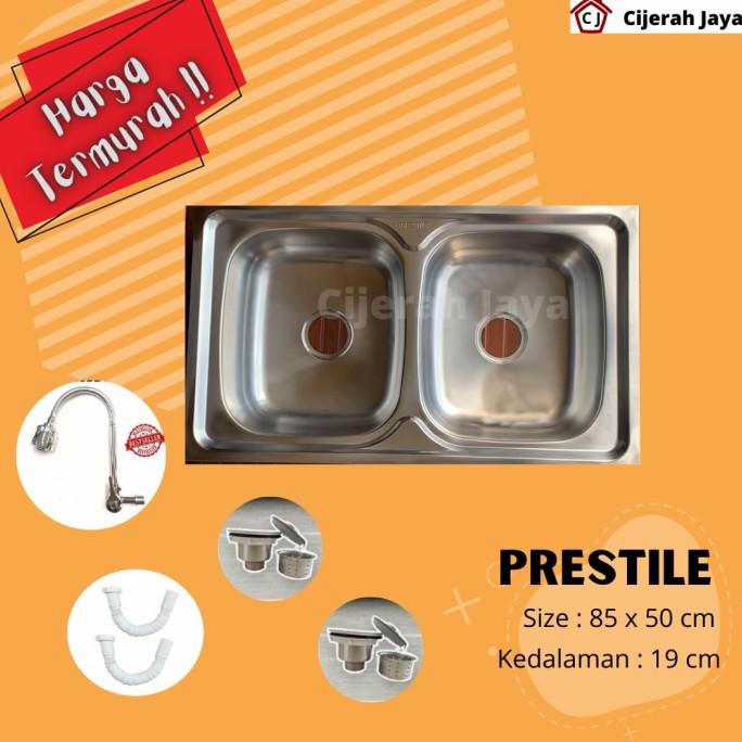 PAKET Bak Cuci Piring 2 Lubang + Afur Stainless + Keran / Kitchen Sink