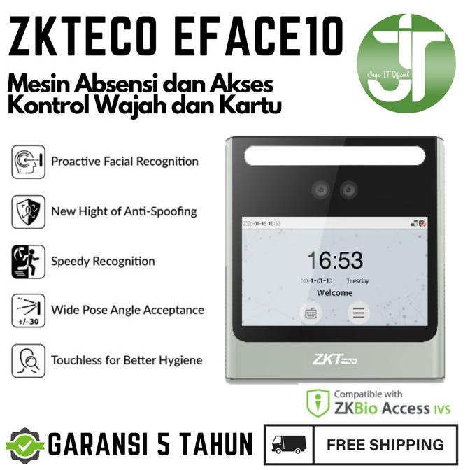 Mesin Absen Wajah dan Akses Kontrol RFID ZKTeco EFACE 10 Garansi Resmi ---READY---
