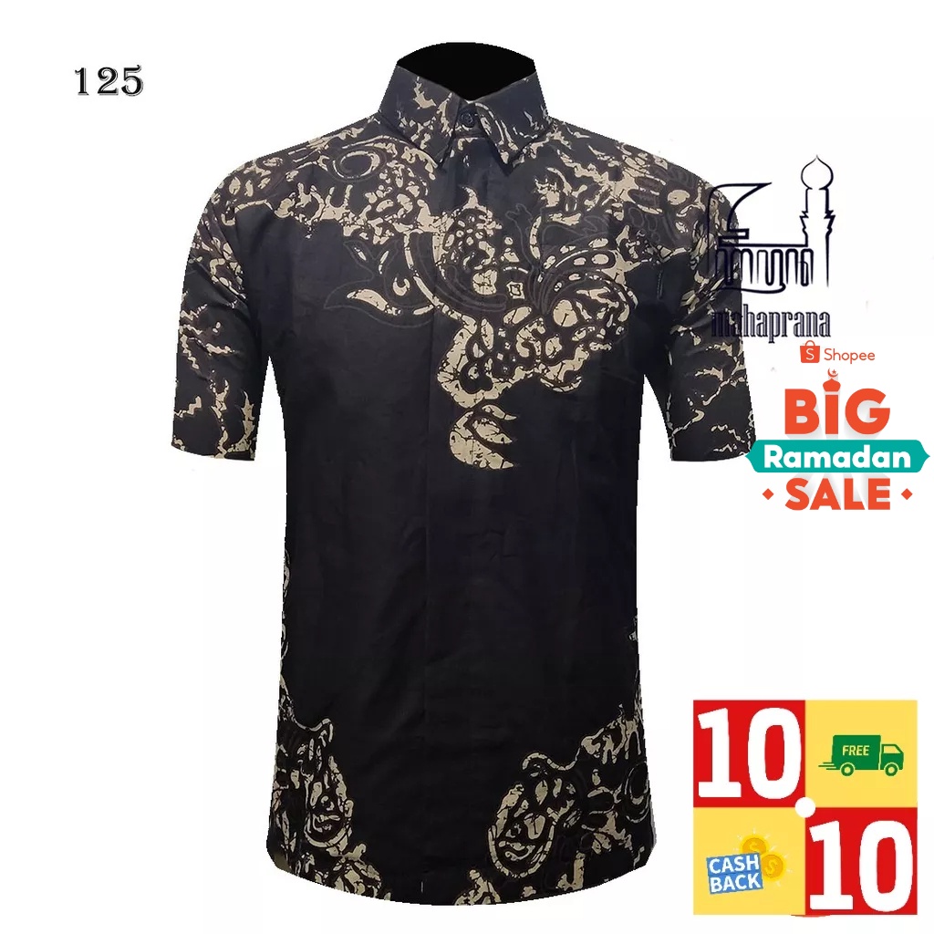 BATIK MAHAPRANA Kemeja Batik Pria Slimfit Premium MHP-125-Pendek