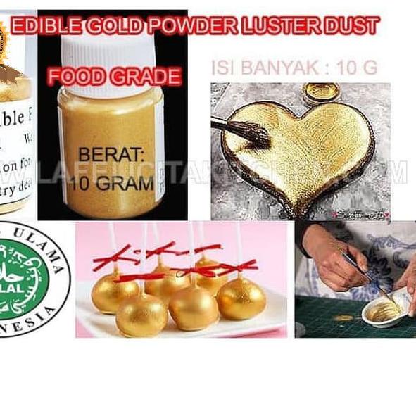 

Limited | HJ6 | 10g HALAL EDIBLE GOLD LUSTER LUSTRE DUST 10 GRAM FONDANT COKLAT BEER LIQUID PEWARNA EMAS CAKE KUE