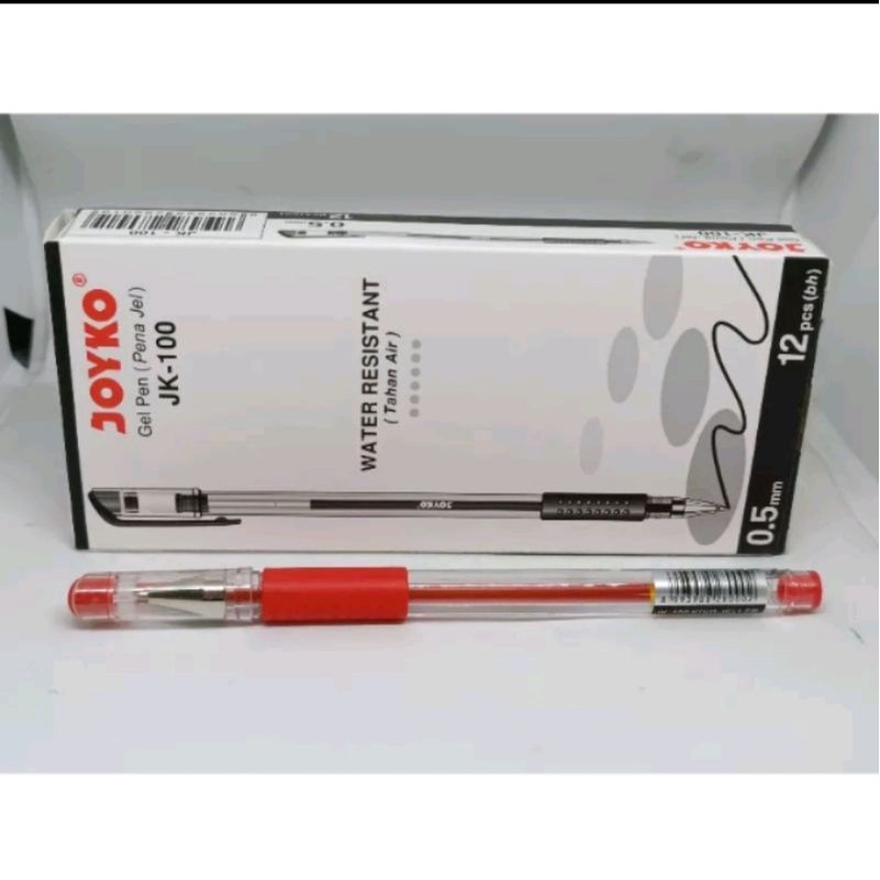 

Joyko Gel Pen JK-100 0.5mm Pulpen Pena Merah 1 Pak Isi 12 Pcs