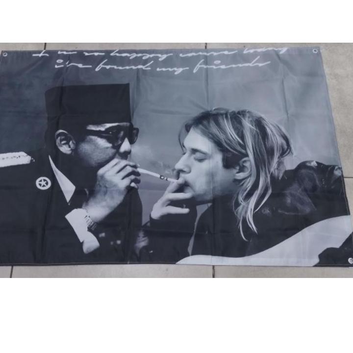 RND637 Bendera/Flag/Poster Kain/Miniflag Band Nirvana Kurt Cobain &Ir Soekarno ||||