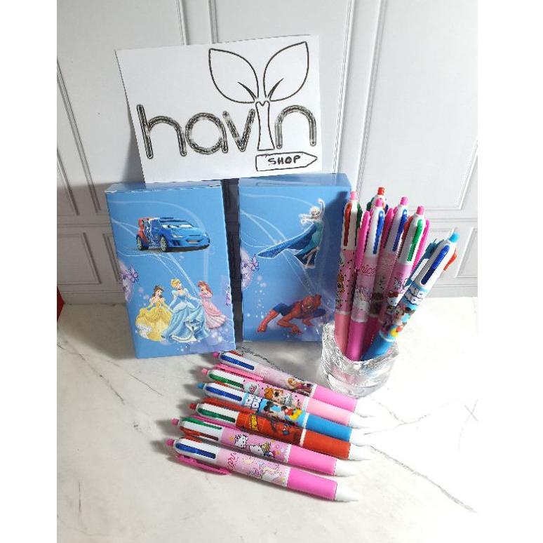 

[KODE QR7EC] (12pc) pen 4 warna cetek/bolpen cetek 4warna/pen fancy karakter