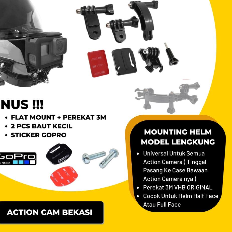 &6JSD3-B Mounting Helm Gopro Action Camera Helmet Mount Model Lengkung Universal Untuk Helm Half Fac
