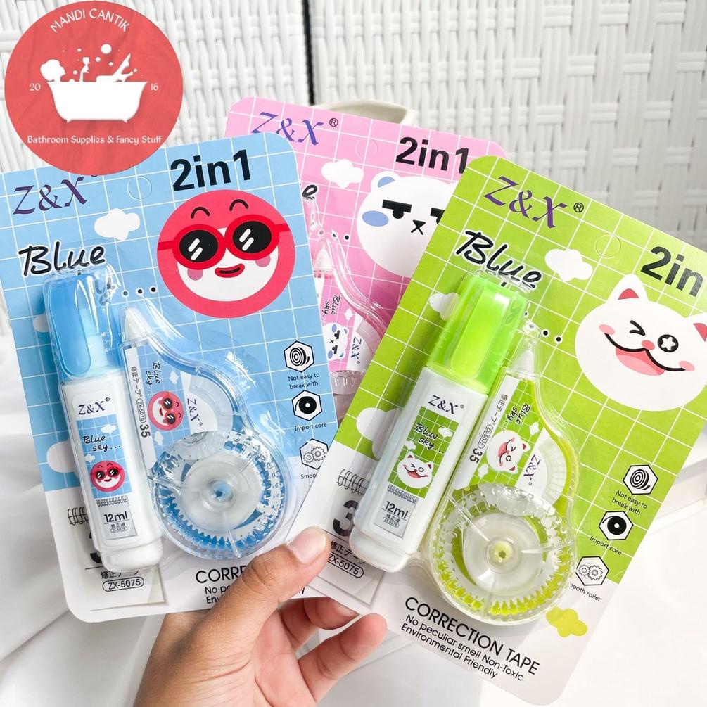

Tipex Set Cair kertas warna pastel correction tape 2 in 1 Tip ex Niall Correction Roll and Cair motif Lucu Imut Terbaru READY ➧Best