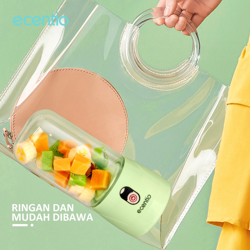 ecentio 6 Mata Pisau 410ml Portable Blender Hijau Juicer Jus Blander/Blender Mini USB Rechargeable