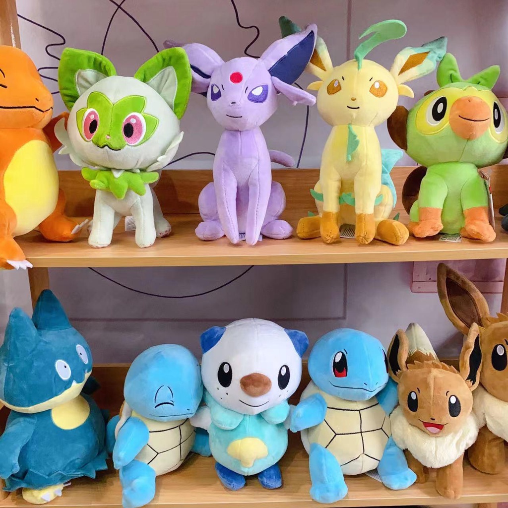 Mainan Mewah Pokemon 18-28Cm Grookey Sprigatito osshapott Leafeon Espeon Morpeko Gonbe Mimikyu Anime