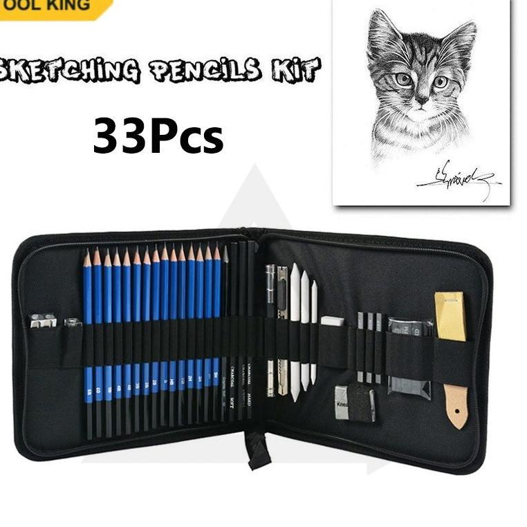 

[TERMURAH !!!] TOOL 33PCS/Set Sketch Pensil Pisau Penghapus dan Pensil Gambar untuk Keperluan Sekolah Pencil Drawing Set [KODE 184]