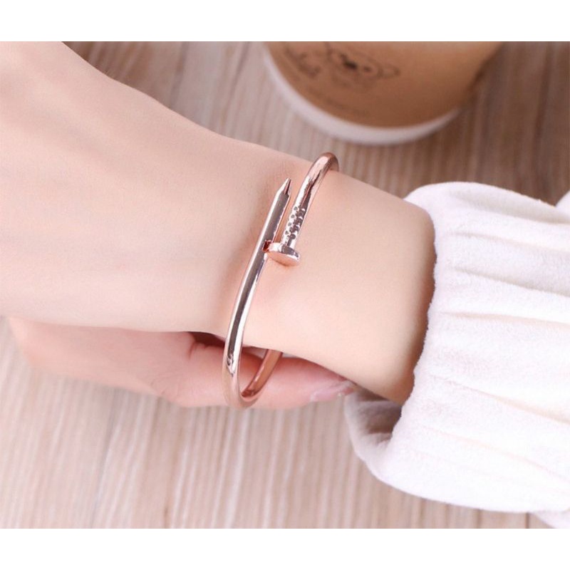 GELANG TITANIUM PAKU POLOS ROSEGOLD ANTI KARAT