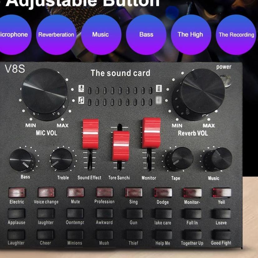 Terbaru MIXIO V8S PREMIUM Live Streaming Sound Adapter Phone Laptop Microphone Paket Pilihan