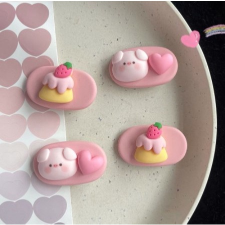 【Bayar di tempat】Jepit Rambut Kartun Piggy Love Oval Hairpin Cute Sweet Student Hairpin