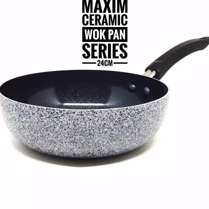 Maxim Neostone Deep Wok Marble Ceramic Wajan Penggorengan Anti Lengket