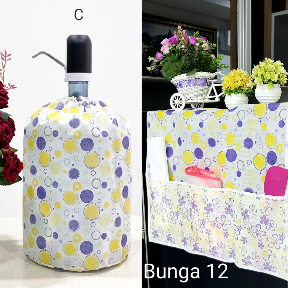 STAR 1 SET TAPLAK KULKAS SARUNG GALON / 1 SET COVER KULKAS DAN COVER GALON MOTIF BUNGA MIX / MIX77