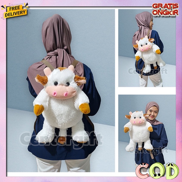 0 Tas Sapi Ransel Anak Karakter Tas Boneka Sapi Lucu Backpack Fashion Dewasa Dan Anak