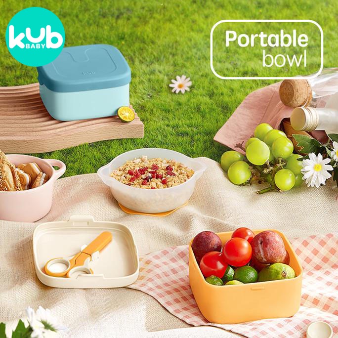 KUB BABY DOUBLE BOWL TRAVEL LUNCH BOX SET KOTAK MAKAN BAYI ANAK FOOD CONTAINER MPASI LOCK N LOCK BAB