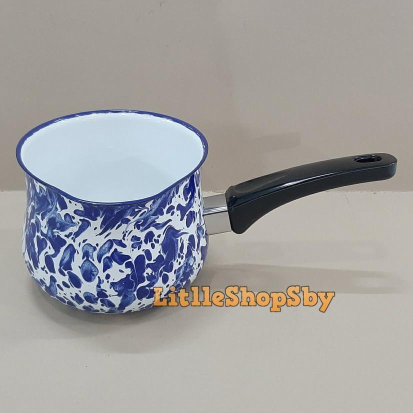 Flash Sale Panci Milk Pan Ejiri Enamel 1 tangan biru blirik Marble Loreng