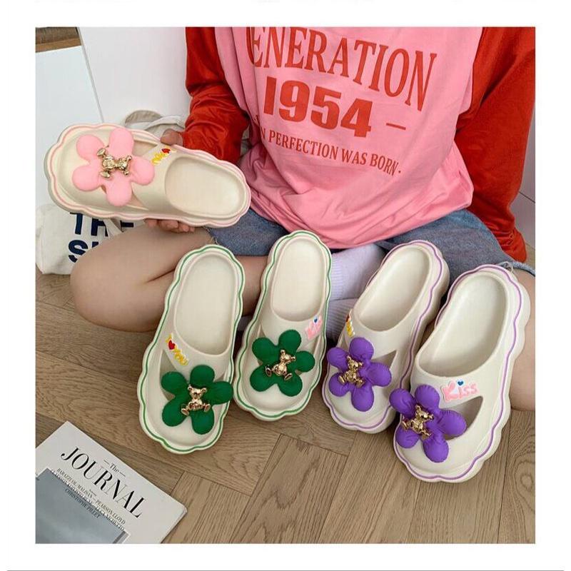 GROSIRTAS TG1648 Sandal Selop Wanita Sandal Jelly Wanita Import Sandal Selop Wanita Motif Bunga Bear