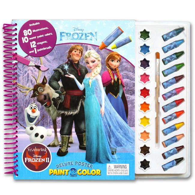 

[Phidal] Disney Frozen II Deluxe Poster Paint & Color Book (80 Illustrations, 10 Water Paint Colors, 12 Crayons, 1 Paintbrush)