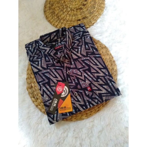 Kemeja Cowok Pria Dewasa Motif Lengan Pendek JR