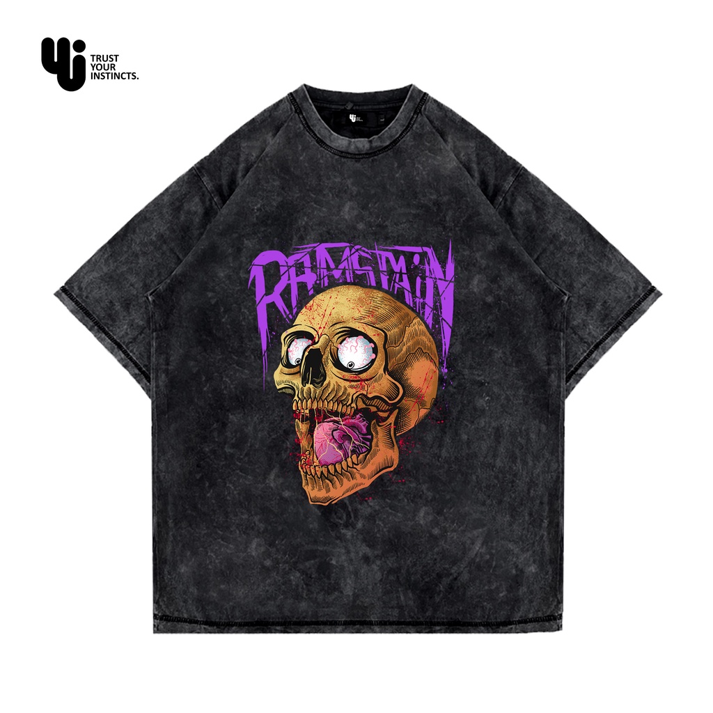 Yui Oversize T-Shirt Black Wash Skull