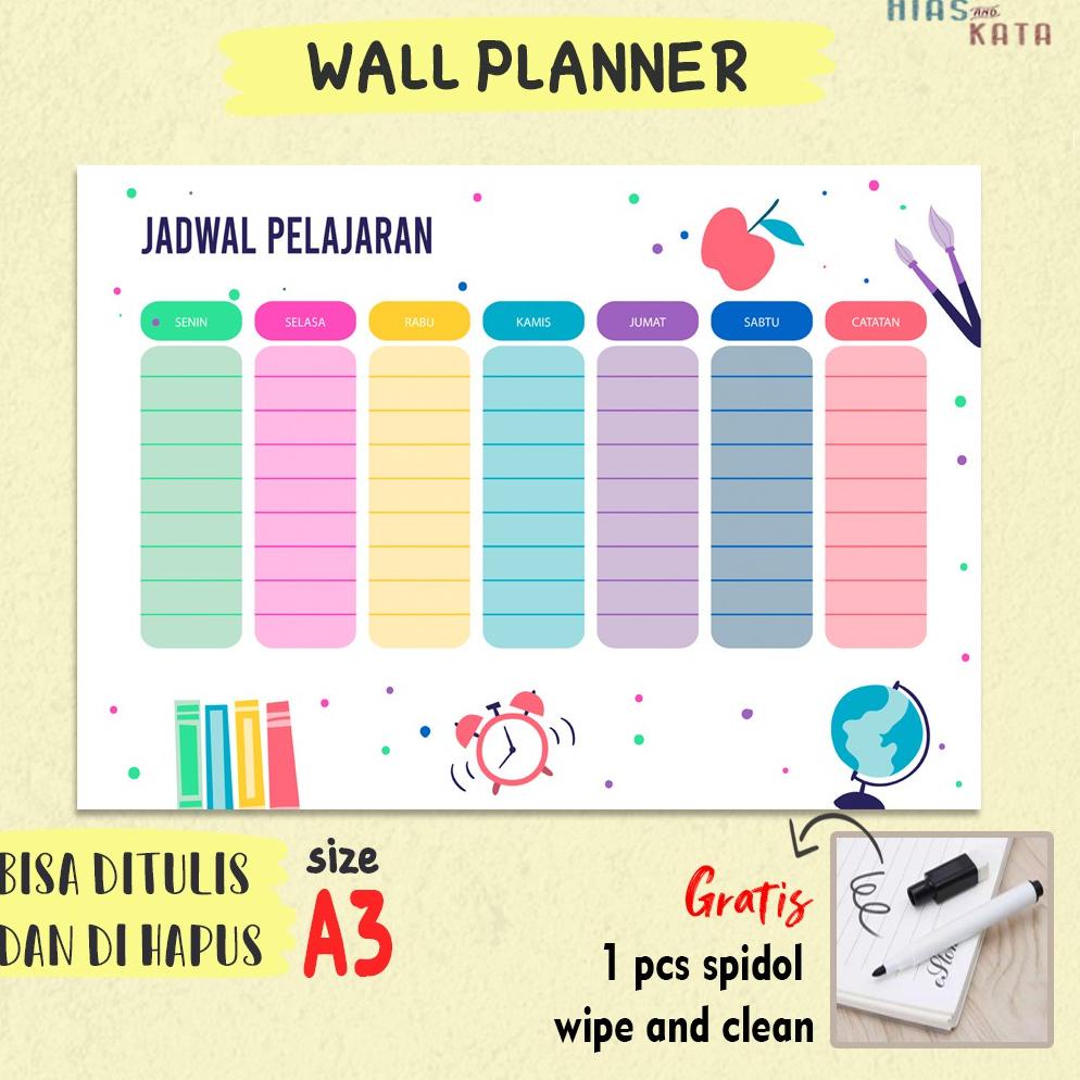 

[DISKON !!] Jadwal pelajaran sekolah bisa tulis dan hapus A3 (gratis 1pcs spidol) [KODE 000]