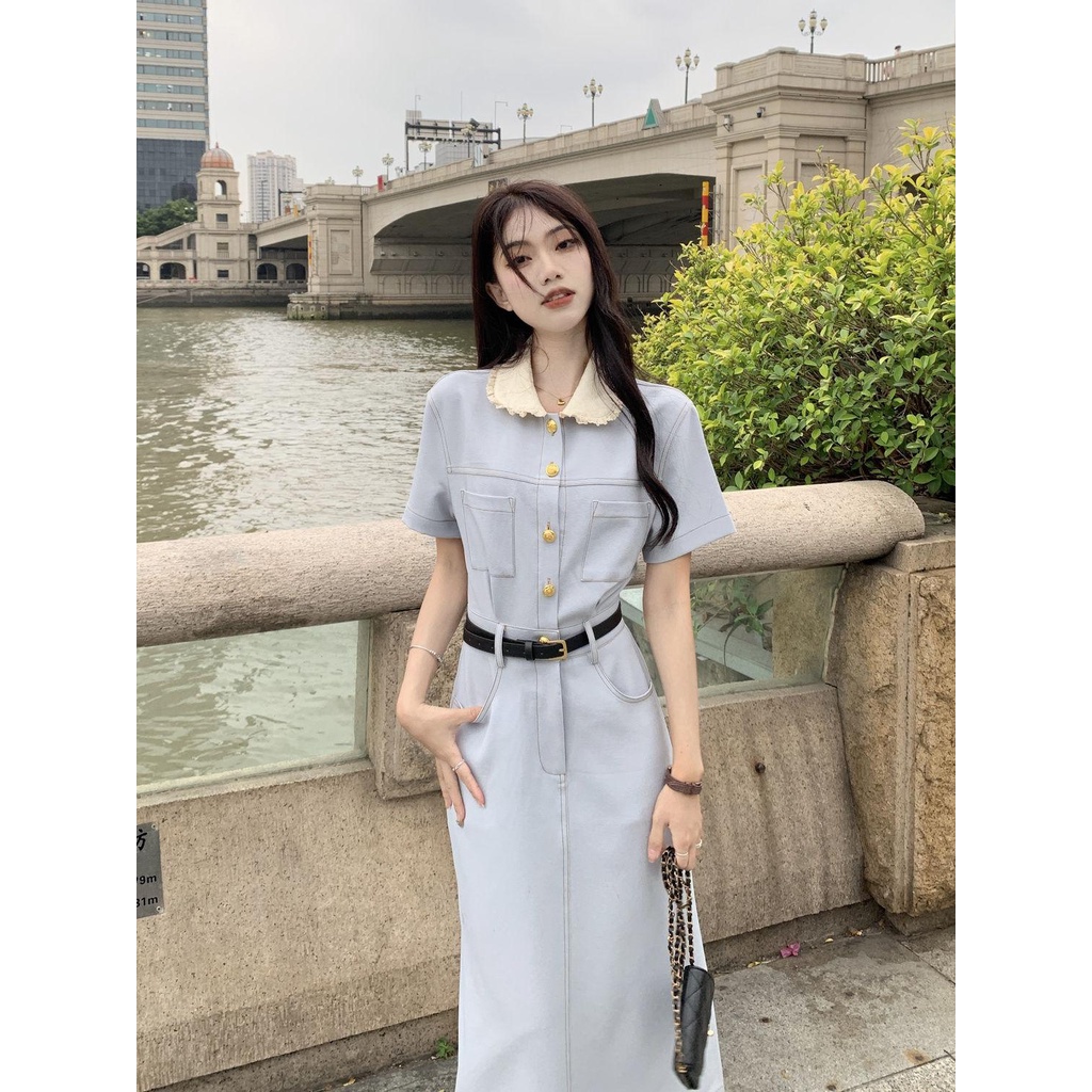 dress floral korea Hong Kong Rok Gaya Vintage Gaya Barat Penampilan Muda Kasual Modis Peter Pan Kera