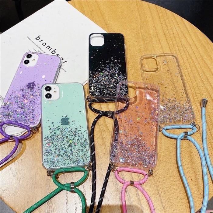 Case Tali Nagita Realme C21 2021 Lanyard Glitter Gantungan
