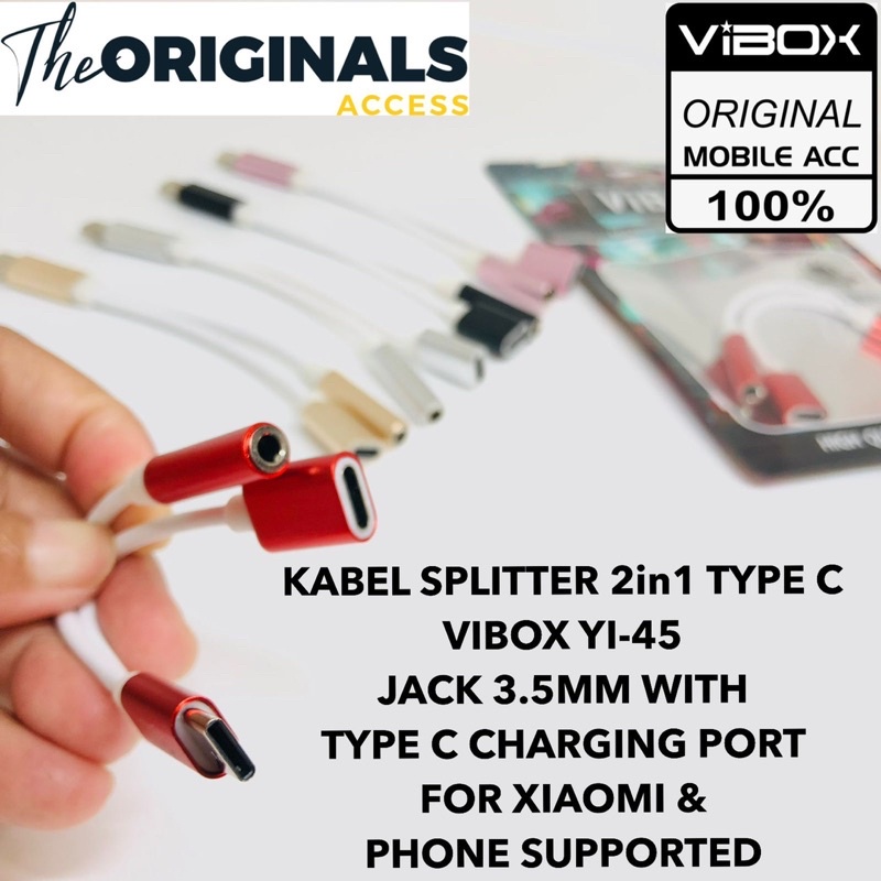 KABEL SPLITTER 2in1 TYPE C VIBOX YI-45 JACK 3.5MM WITH TYPE C CHARGING PORT FOR XIAUMI BY SMOLL
