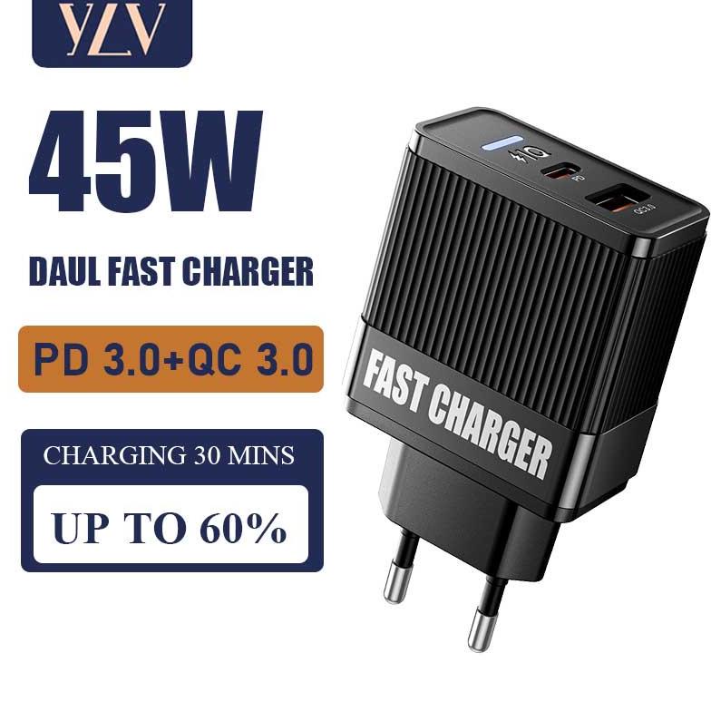 Ylv Charger Adaptor Pd 45W Fast Charging Qc3.0 Kepala Charger Original Wall Charger For Oppo Xiaomi 