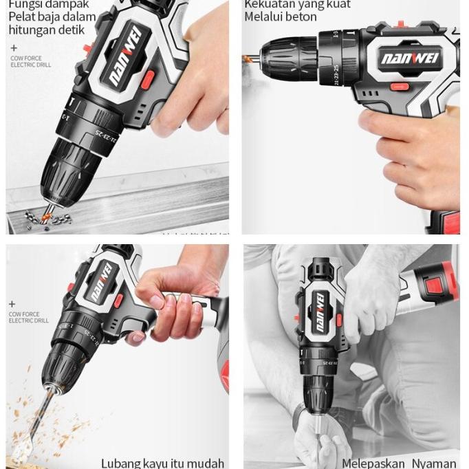 42V Mesin bor cordless/bor baterai/ bor listrik/Impact Drill Bor Beton