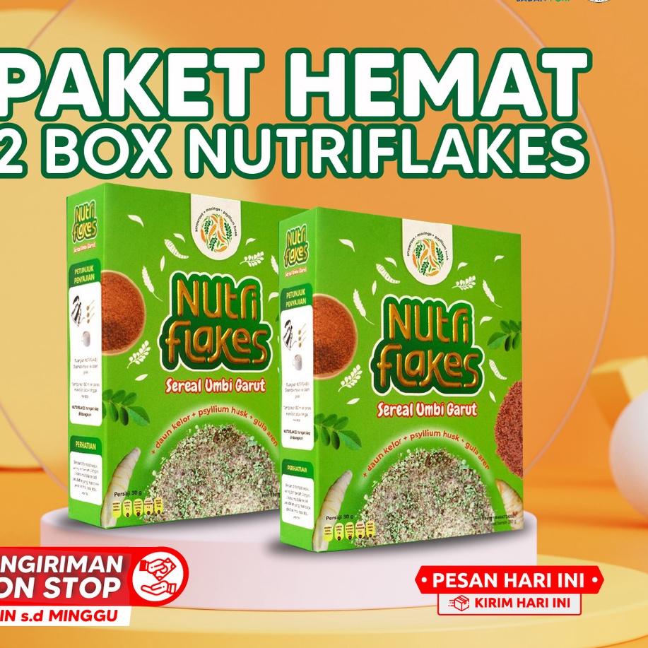 

✨Promo✨ Hari Ini Nutriflakes Sereal Umbi Garut Paket 2 Box Untuk Asam Lambung Gerd Maag Mag Diet Turunkan Berat Badan Original serbuuu !