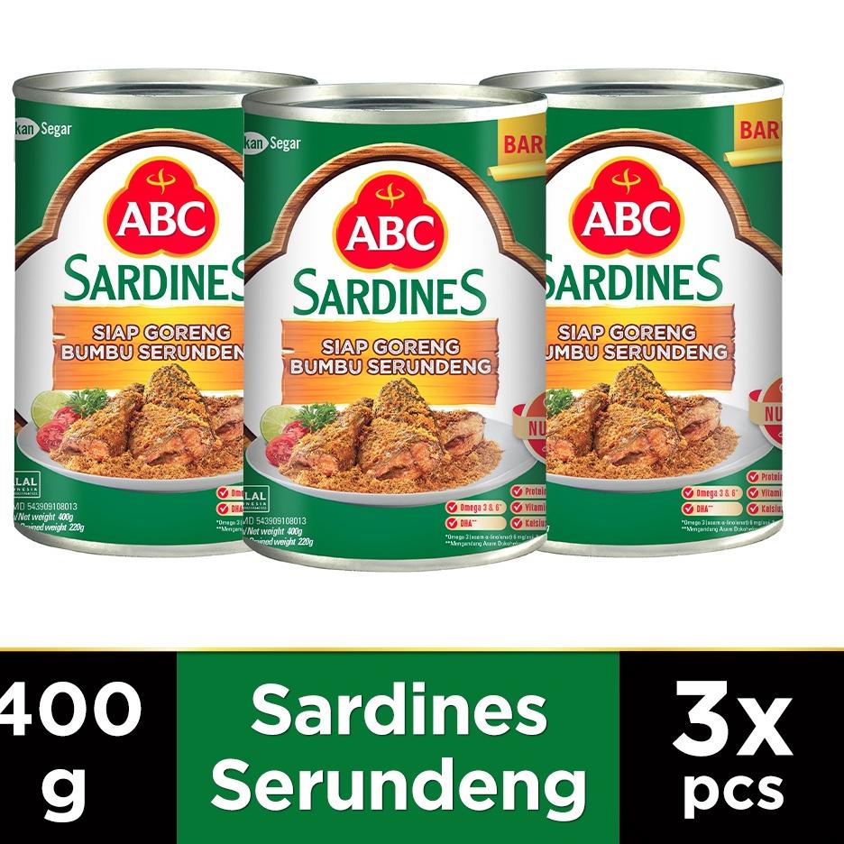 

✨New✨ ABC Sarden Siap Goreng Bumbu Serundeng 400 g - Multipack 3 pcs gas !!