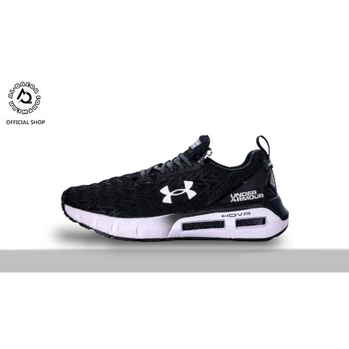 AQ - SEPATU UNDER ARMOUR HOVR MEGA 2 CLONE BLACK WHITE RUNNING SPORT