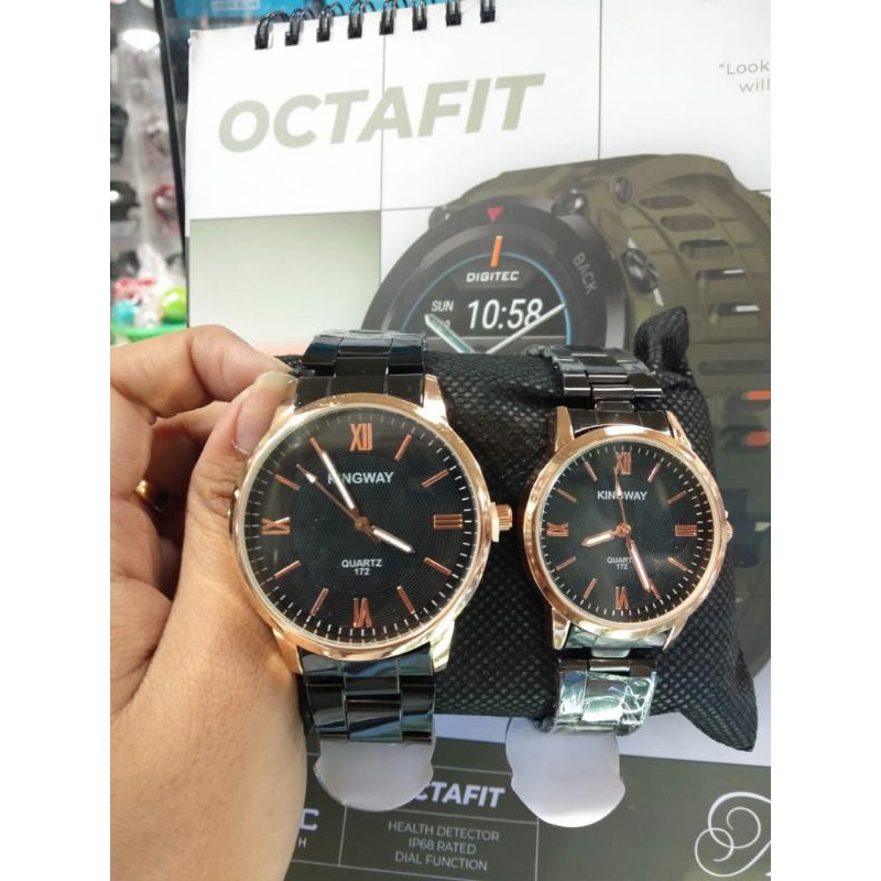 Jam Tangan Couple Analog Rantai Stainless Steels Kingway Polos