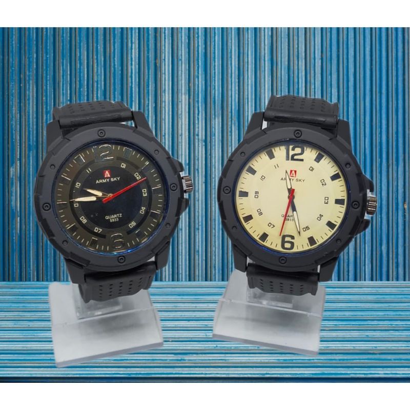 Jam Tangan Pria Fashion  Karet Rubber Army Sky3