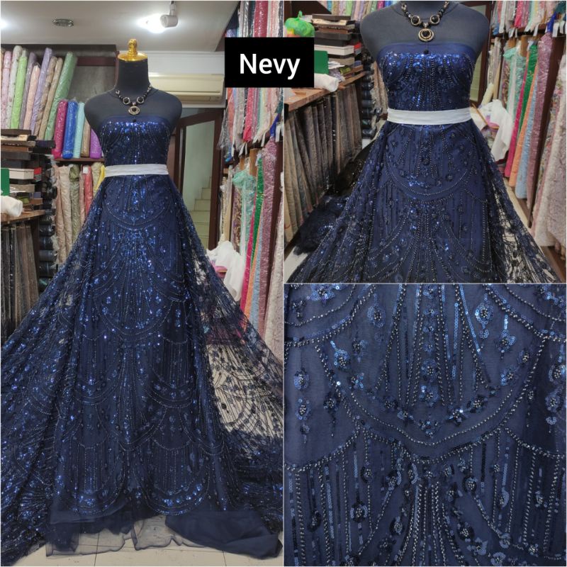 Kain Tile Ziad Nakad Sequin Dress Sapto Payet Navy