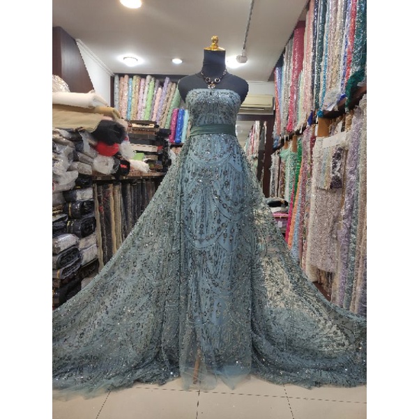 Kain Tile Ziad Nakad Sequin Dress Sapto Payet Coral Green